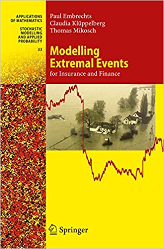Modeling Extremal Events for Insurance and Finance, Book Cover, by Paul Embrechts, Claudia Kluppelberg and Thomas Mikosch