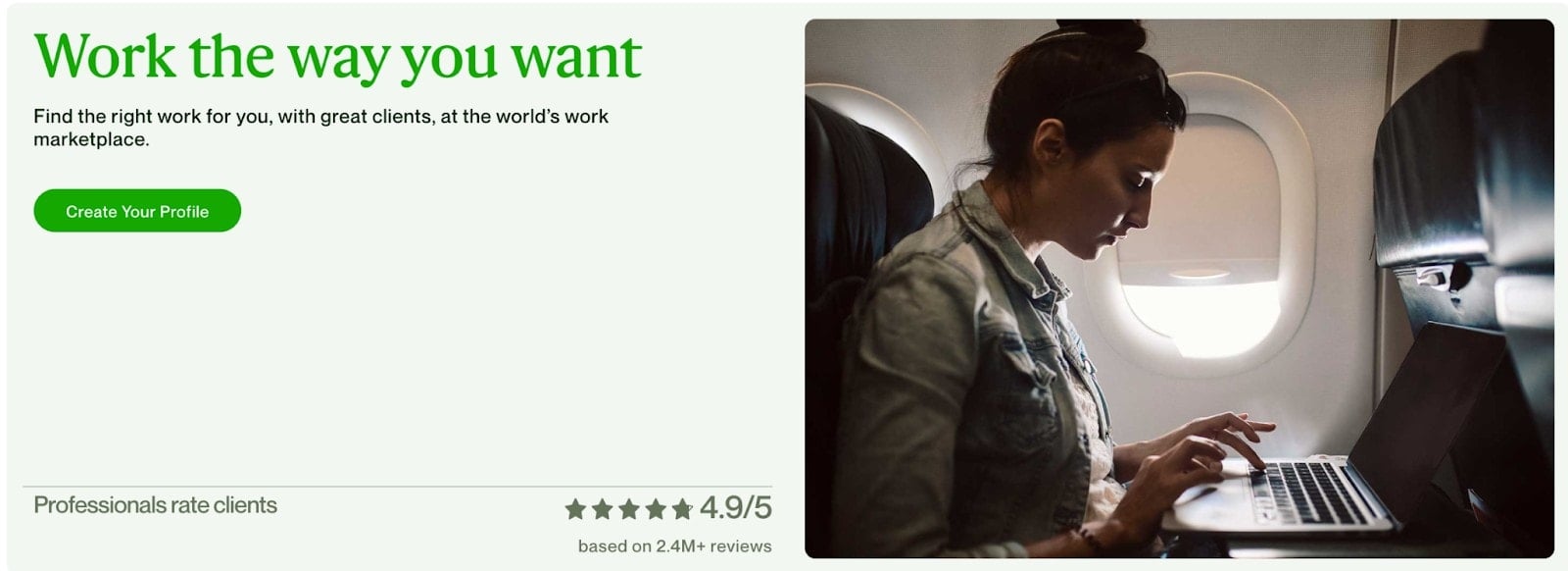 A screenshot from the Upwork home page.