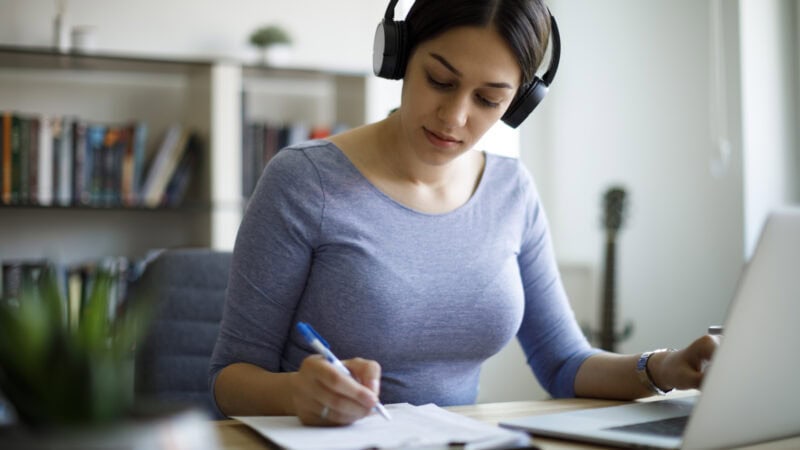 Young woman working from home