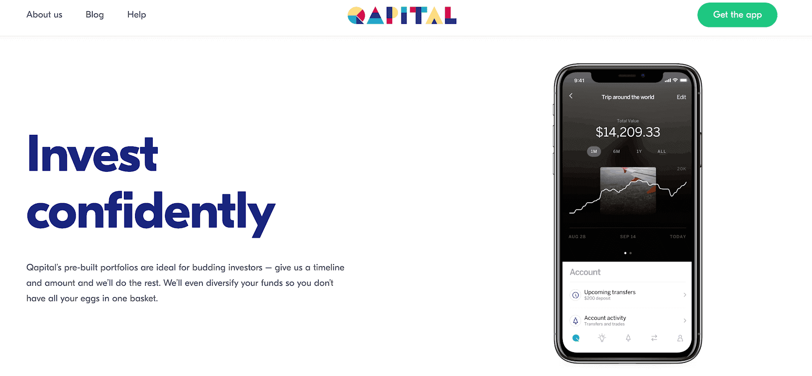 Qapital investing homepage screenshot