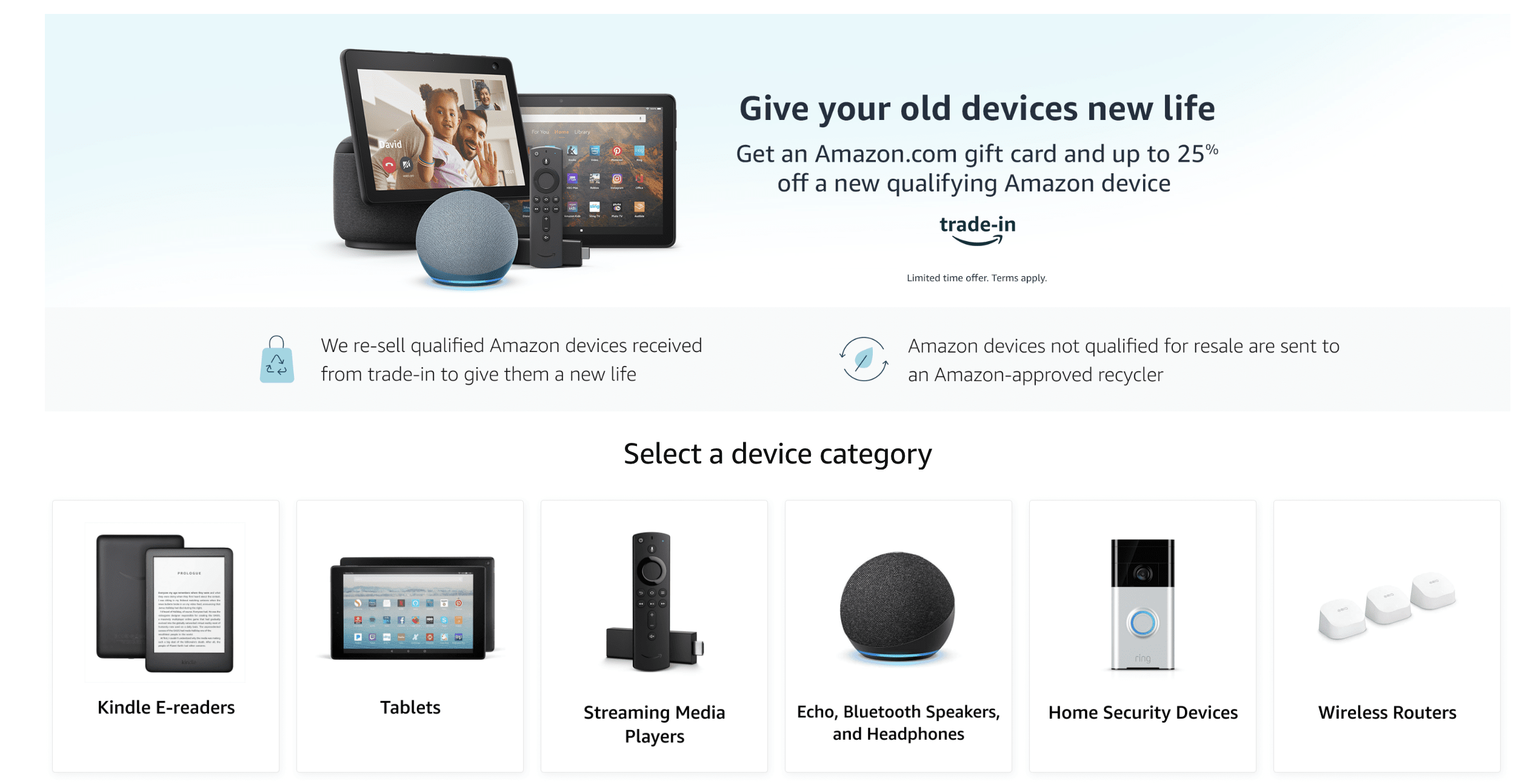 Amazon pays the most for its own devices, but there are also a limited number of general trade-in categories.