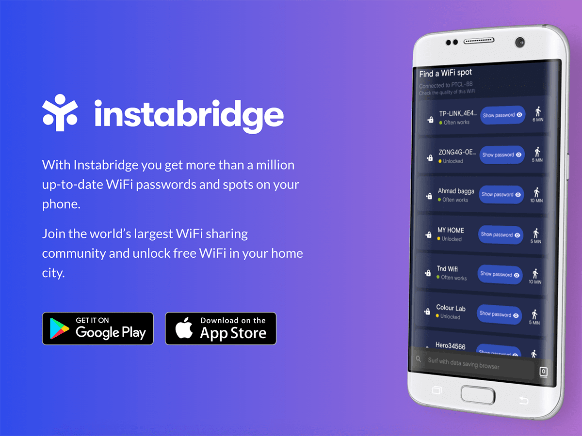 Instabridge can help you connect to both business and personal WiFi networks.