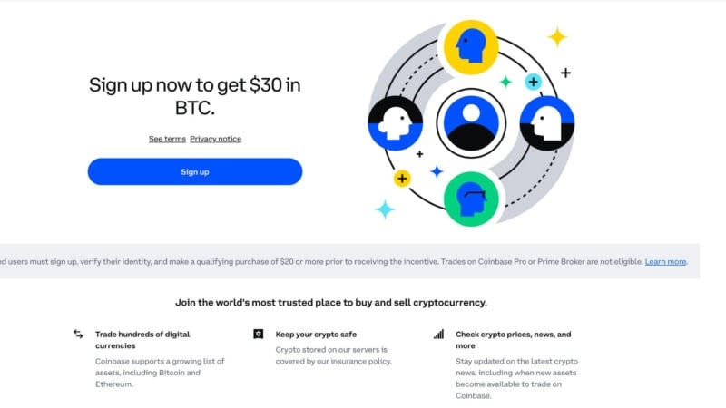 Coinbase $30 Referral Bonus Screenshot