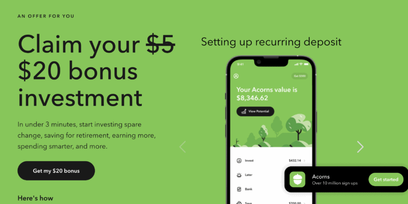 Acorns $20 referral