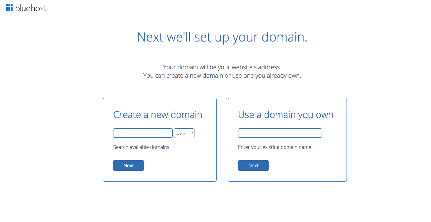 Bluehost choose a domain