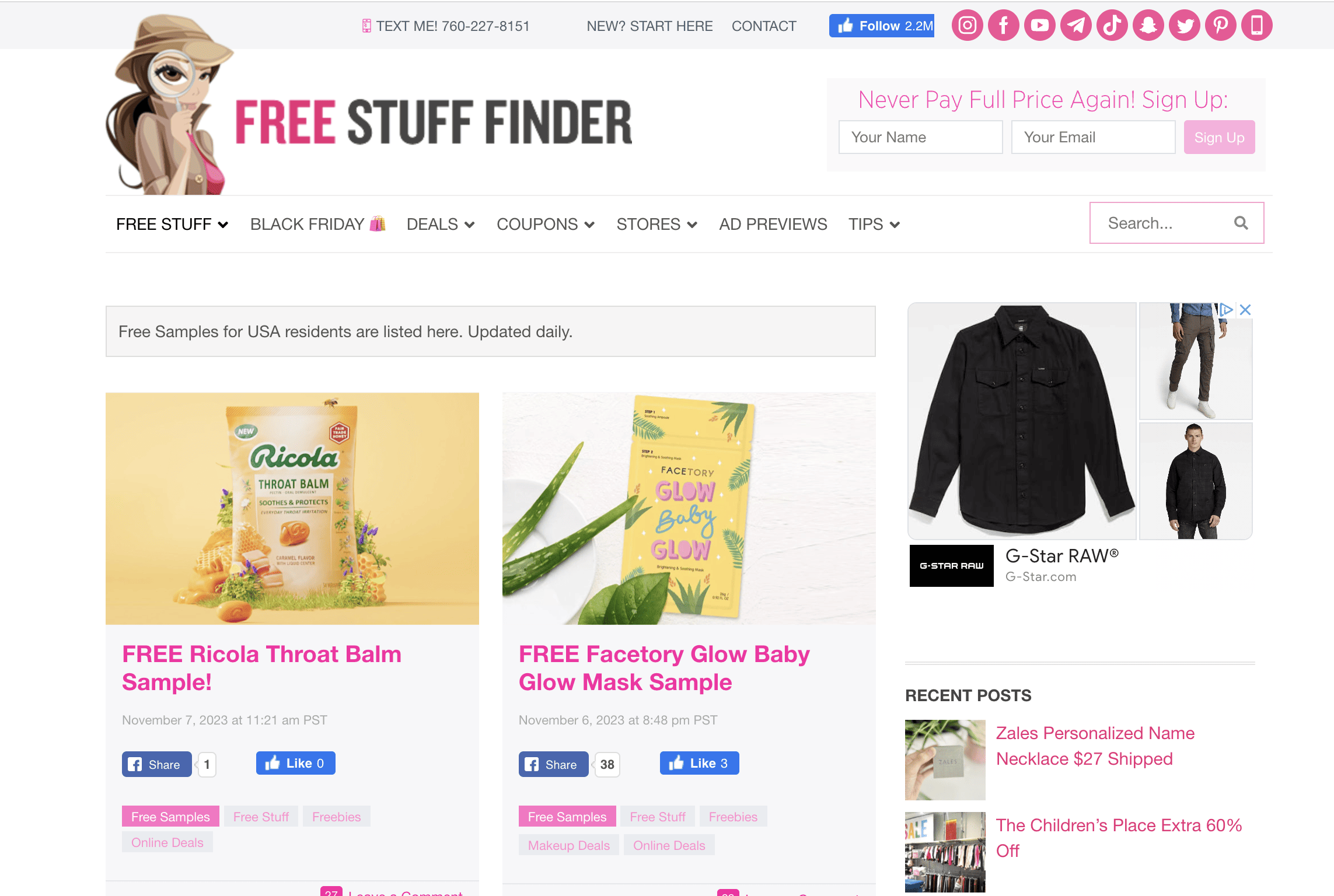 Free Stuff Finer homepage screenshot