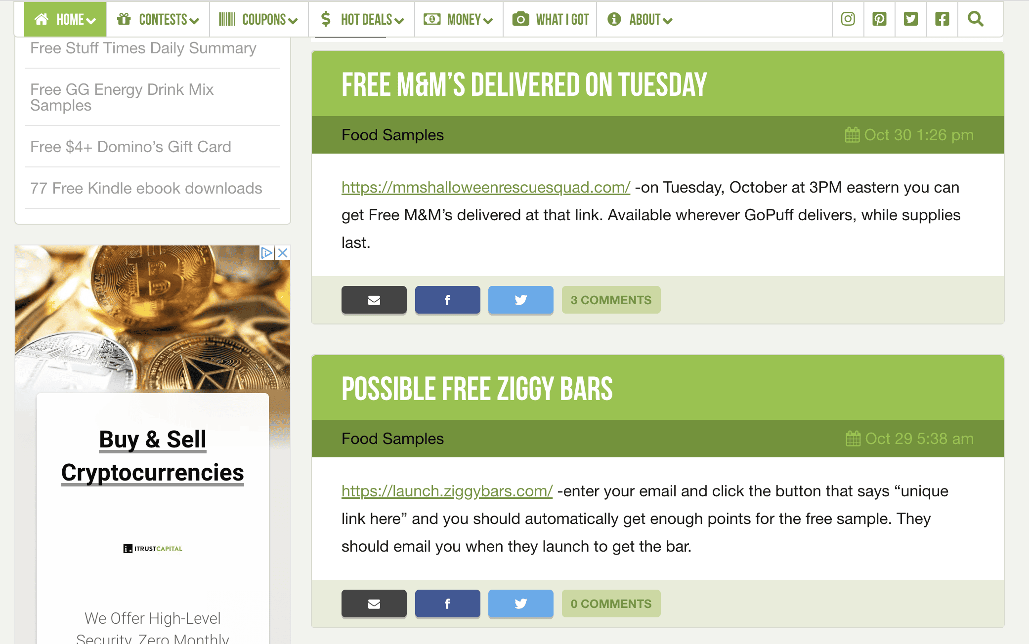 Free Stuff Times homepage screenshot