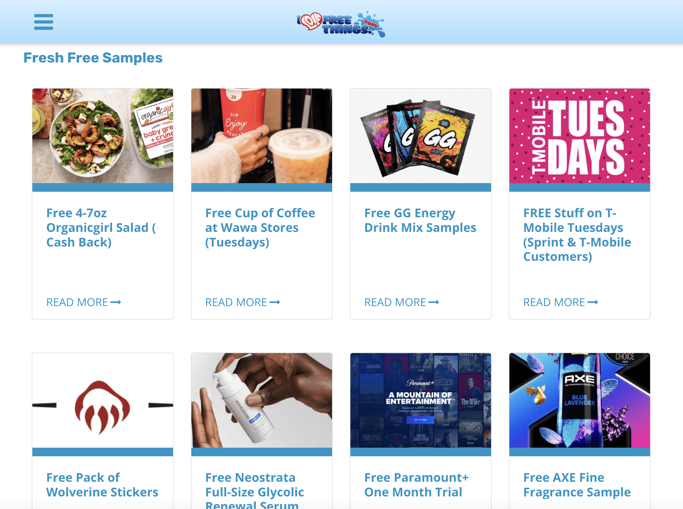 I Love Free Things Homepage screenshot