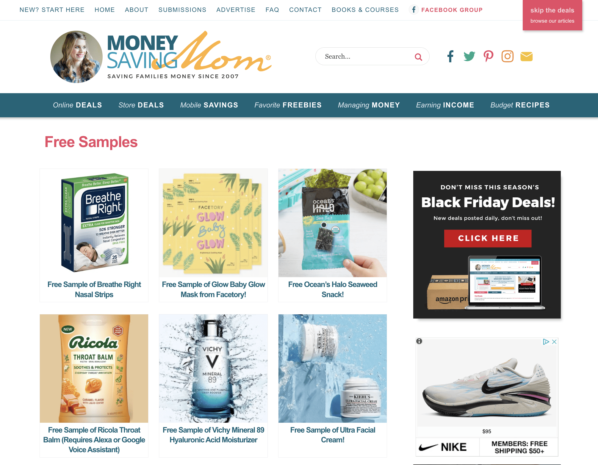 Money Saving Mom homepage screenshot