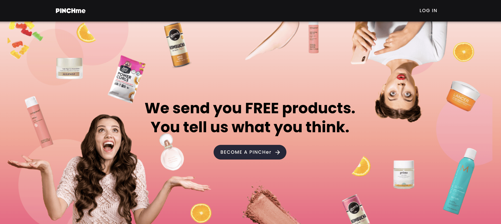 PinchMe Homepage Screenshot