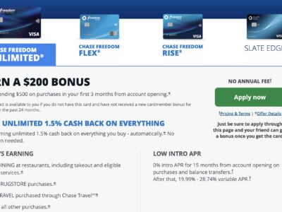 Chase Freedom Unlimited $200 screenshot