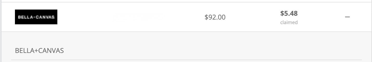TopCashback account screenshot showing $5.48 in cashback earned on a $92 order